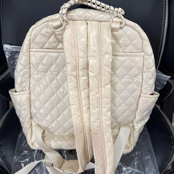 Heartlove by Charo Off-White Quilted Backpack with Adjustable Straps - Picture 2 of 10
